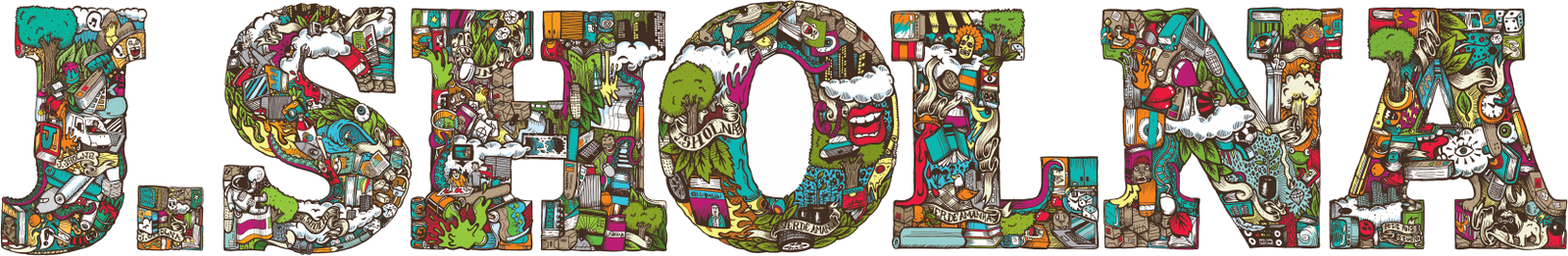 J.Sholna, logo ilustrado com o nome da gráfica